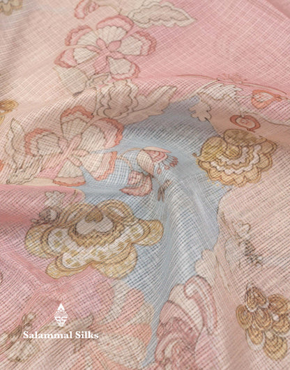 Beautiful Multicolour Kota Cotton Mix Fancy Saree With Contrast Pastel Violet Butta Blouse