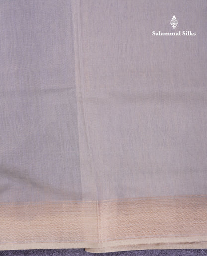 Light Grey Tissue Semi Tussar Fancy Saree With Contrast Cream Blouse