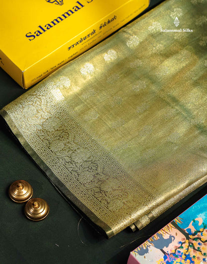 Beautiful Cream Pink Tissue Silk Mix Fancy Saree With Violet Border