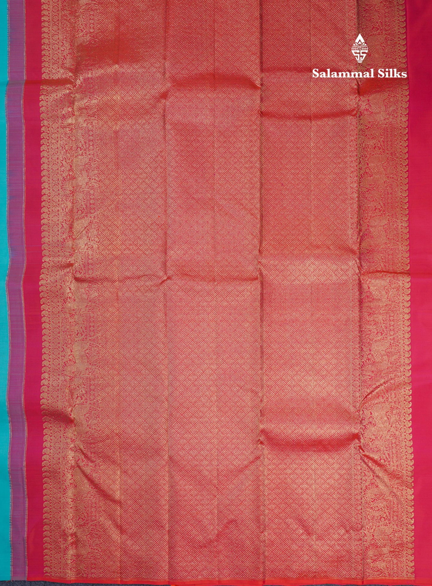 Beautiful Sapphire Blue Fancy Pure Kanjivaram Silk Saree With Contrast Pinkish Orange Blouse