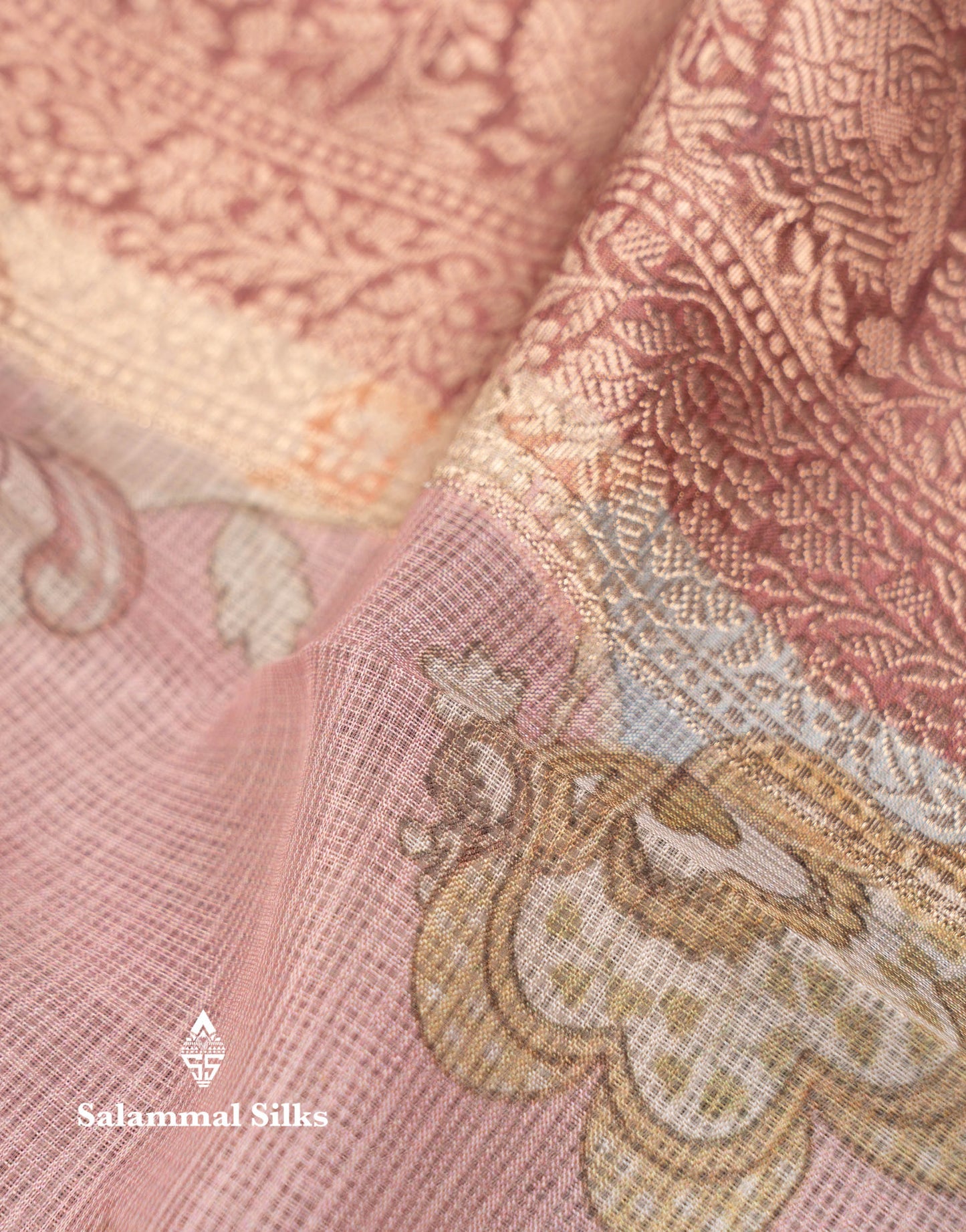 Beautiful Multicolour Kota Cotton Mix Fancy Saree With Contrast Pastel Violet Butta Blouse