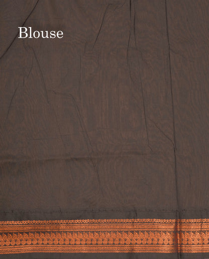 Sandal Kalyani Cotton Saree With Contrast Black Border