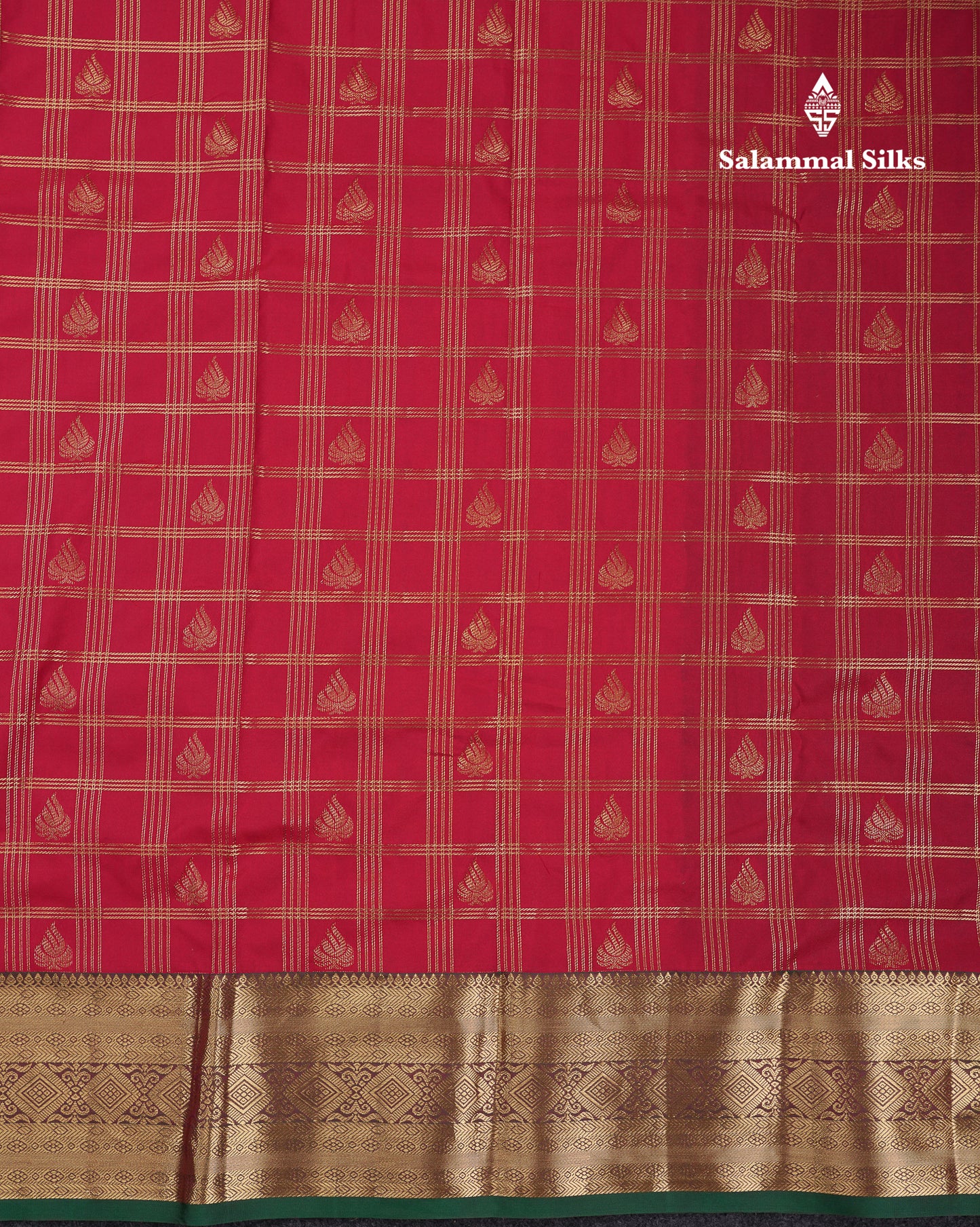 Beautiful Dark Magenta Checks With Butta Semi Silk Saree With Contrast Light Violet Traditional Evening Morning Border