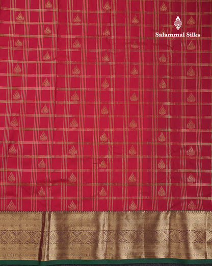 Beautiful Dark Magenta Checks With Butta Semi Silk Saree With Contrast Light Violet Traditional Evening Morning Border