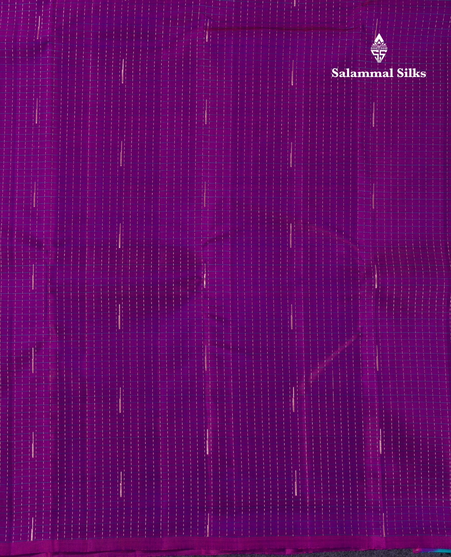 Beautiful Dark Purple Checks With Malli Moggu Butta Pure Kanjivaram Silk Saree With Contrast Sapphire Blue Blouse