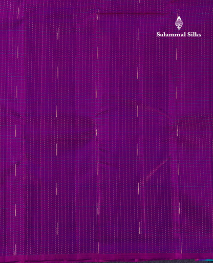 Beautiful Dark Purple Checks With Malli Moggu Butta Pure Kanjivaram Silk Saree With Contrast Sapphire Blue Blouse