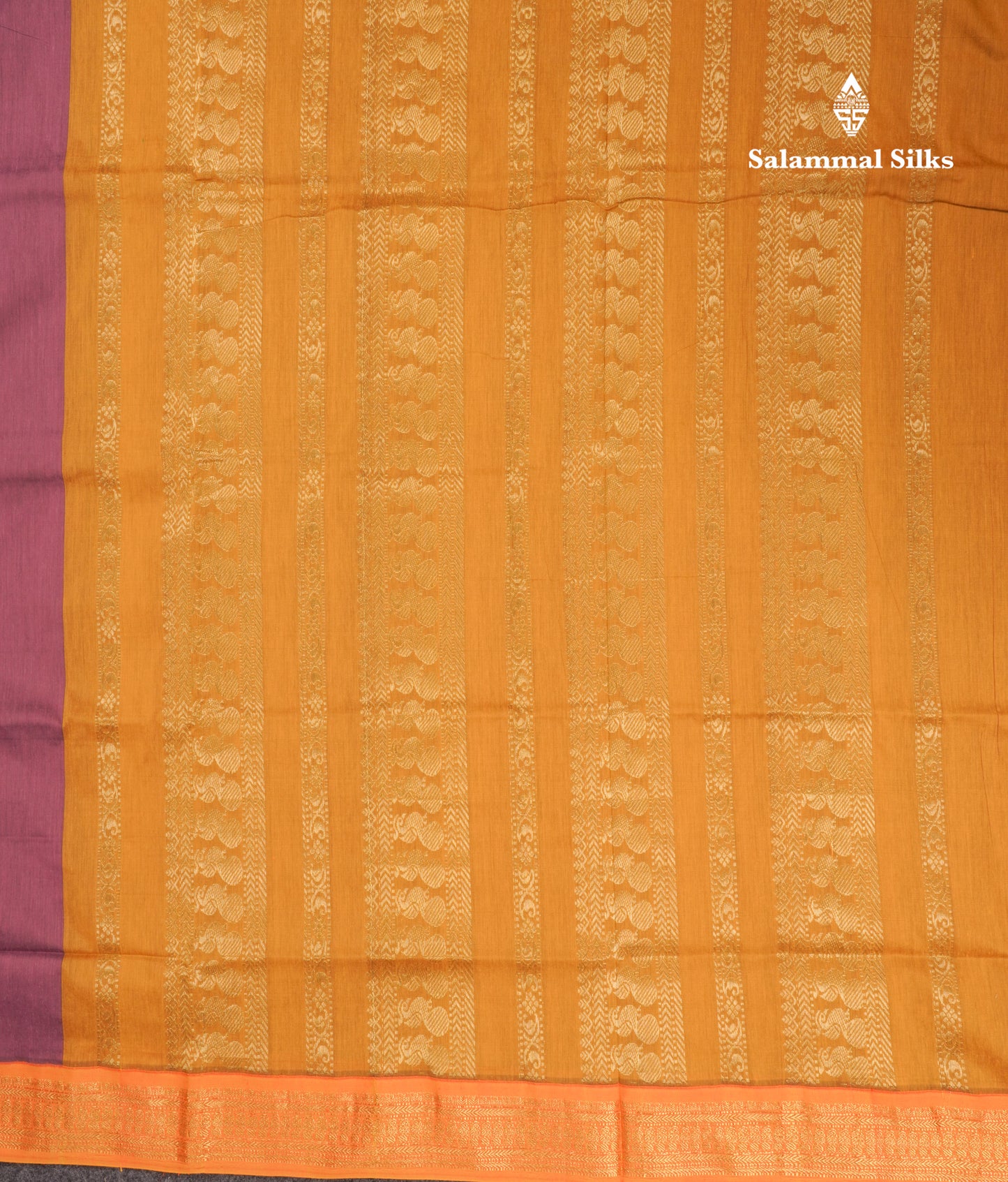Dual Tone Violet Kalyani Cotton Saree With Mango Yellow Border