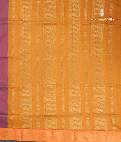 Dual Tone Violet Kalyani Cotton Saree With Mango Yellow Border