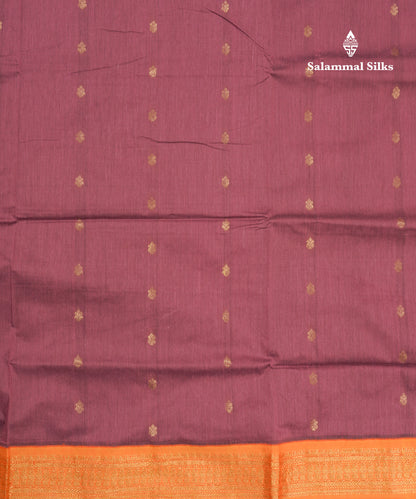 Dual Tone Violet Kalyani Cotton Saree With Mango Yellow Border