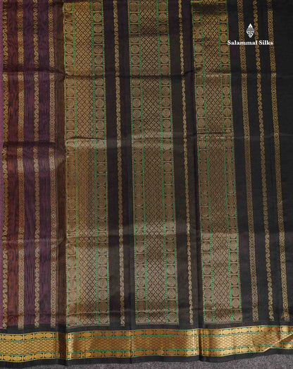 Pure Silk Cotton Saree - Multicolour Along With Contrast Black Traditional Border