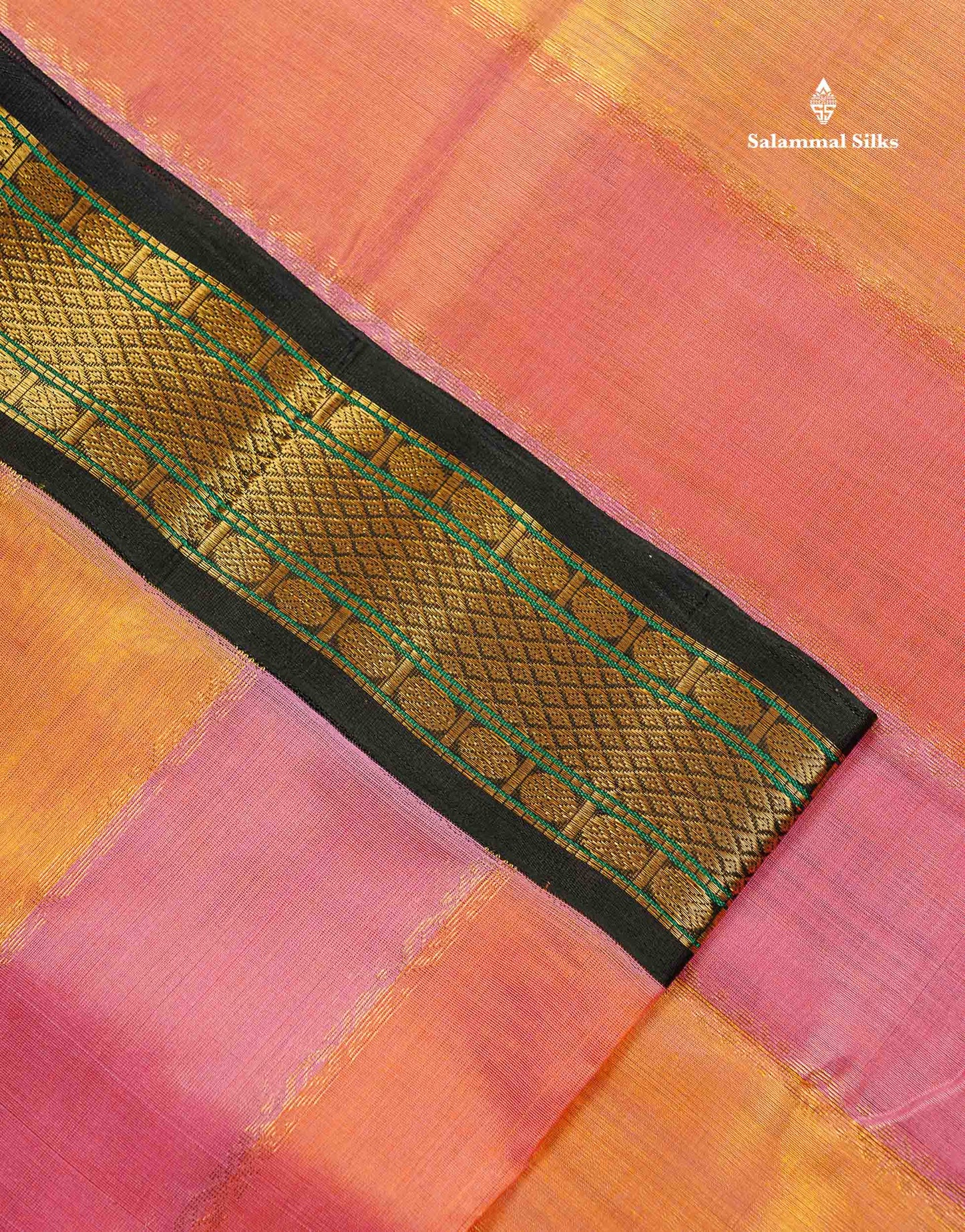 Pure Silk Cotton Saree - Multicolour Along With Contrast Black Traditional Border