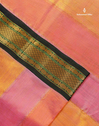 Pure Silk Cotton Saree - Multicolour Along With Contrast Black Traditional Border