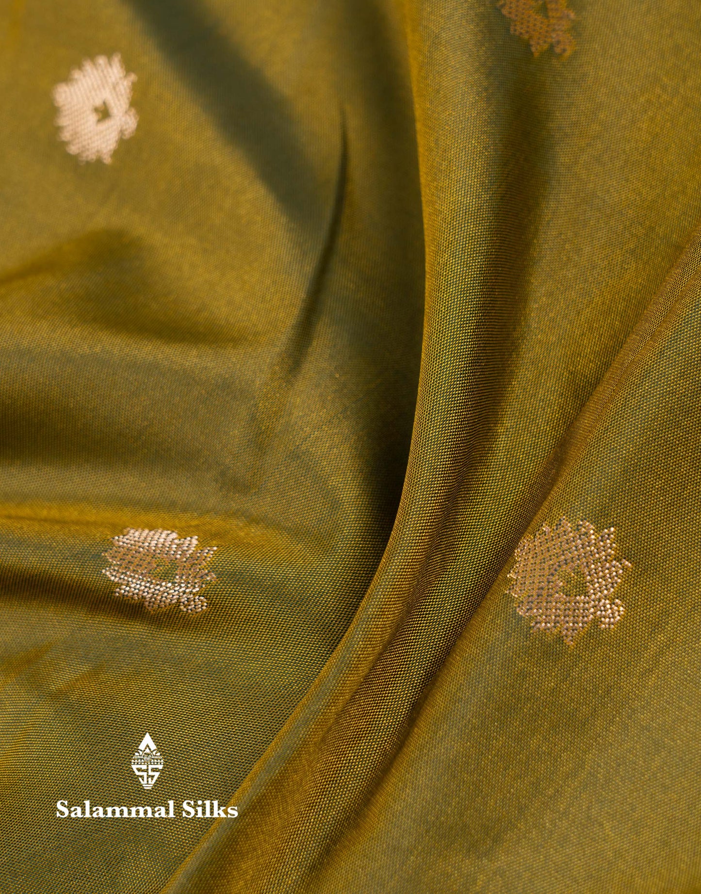 Beautiful Olive Green Semi Silk Saree With Contrast Peacock Blue Traditional Border