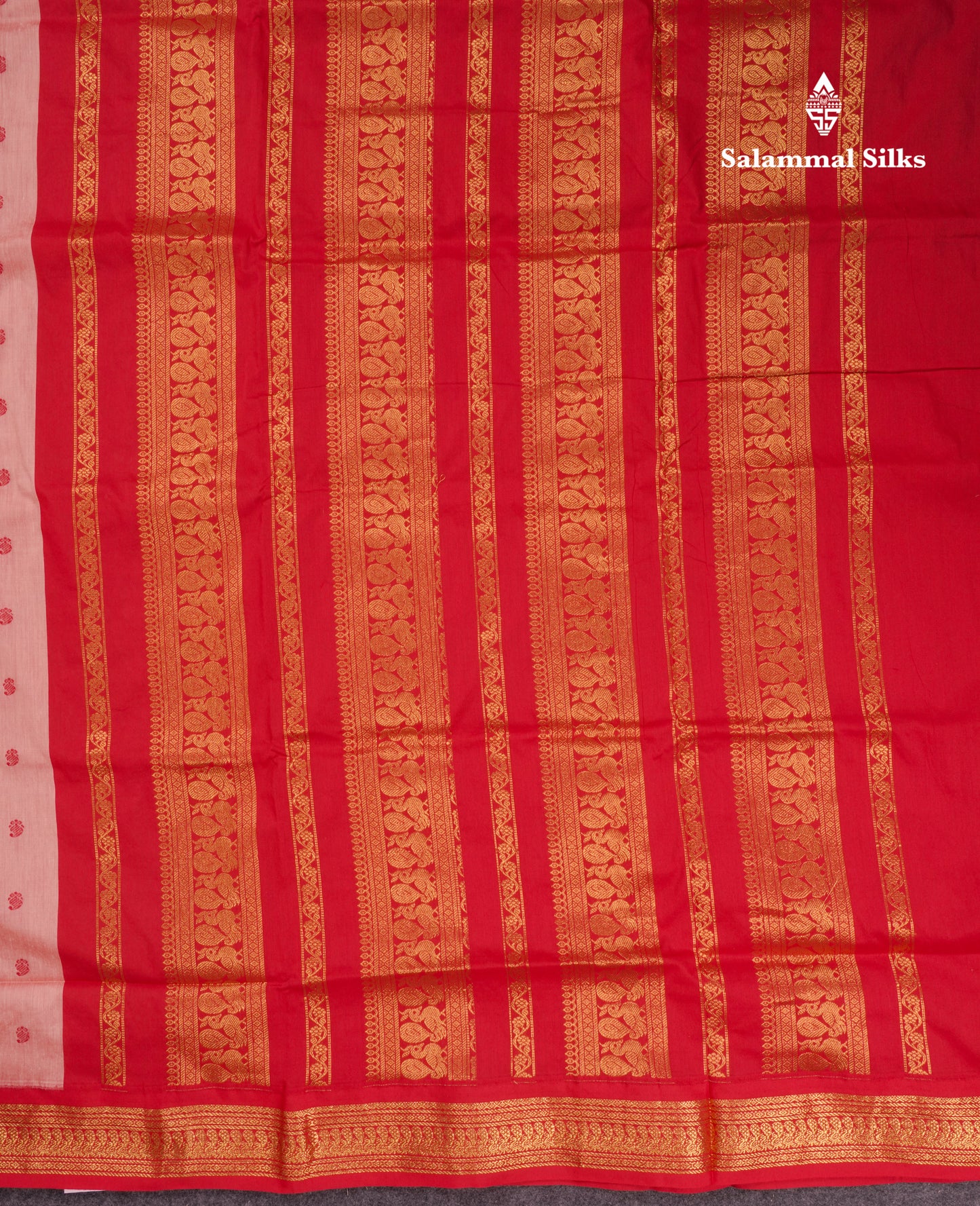 Dark Peach Kalyani Cotton Saree With Contrast Chilly Red Border