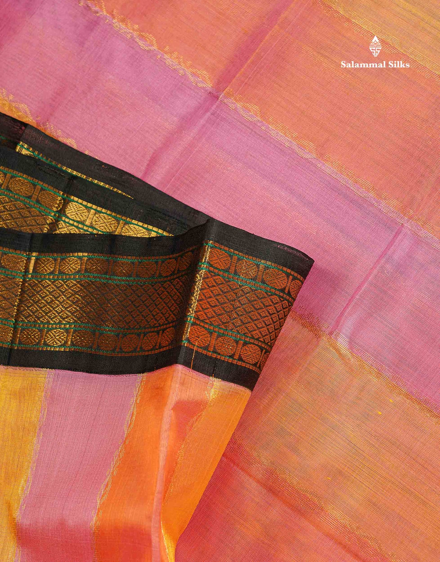 Pure Silk Cotton Saree - Multicolour Along With Contrast Black Traditional Border