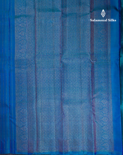 Beautiful Dual Tone Peacock Blue Fancy Pure Kanjivaram Silk Saree With Fancy Border