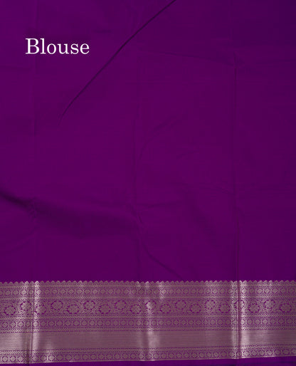 Beautiful Manthulir Yellow Semi Silk Saree With Contrast Dark Purple Traditional Border
