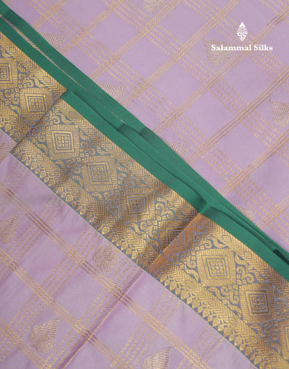 Beautiful Dark Magenta Checks With Butta Semi Silk Saree With Contrast Light Violet Traditional Evening Morning Border