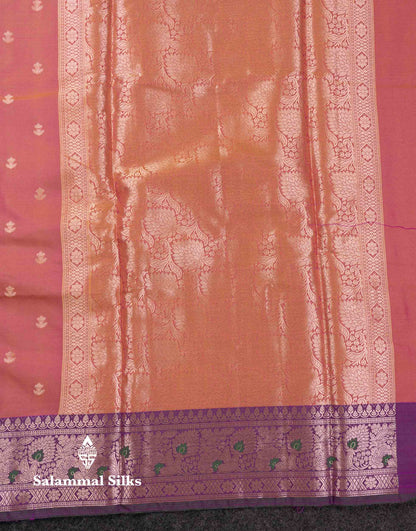 Beautiful Dual Tone Pink Shade Semi Silk Saree With Contrast Magenta Traditional Border