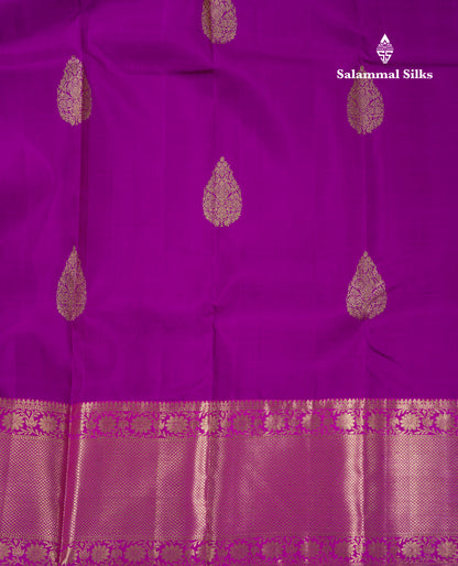 Beautiful Magenta Pure Kanjivaram Silk Saree With Traditional Evening Morning Border