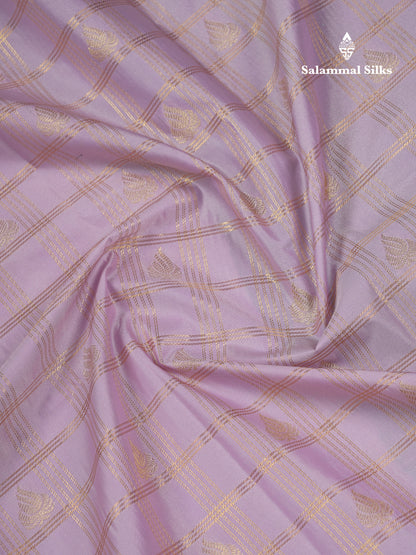 Beautiful Dark Magenta Checks With Butta Semi Silk Saree With Contrast Light Violet Traditional Evening Morning Border