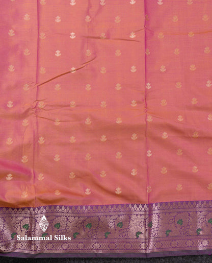 Beautiful Dual Tone Pink Shade Semi Silk Saree With Contrast Magenta Traditional Border