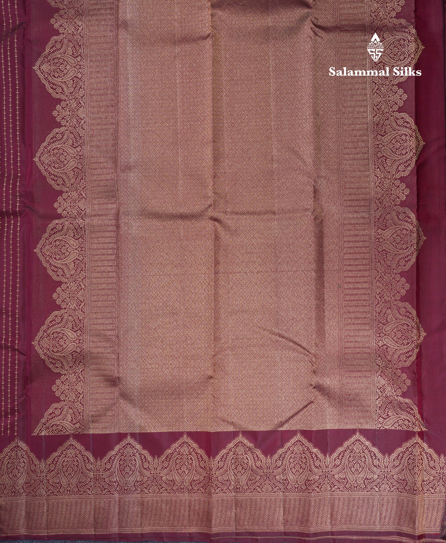 Beautiful Dark Magenta Pure Kanjivaram Silk Saree With Traditional Turning Border