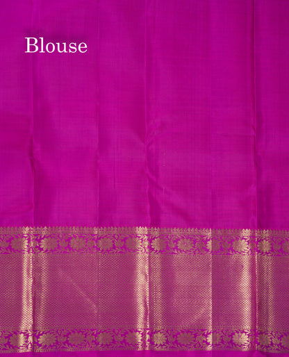 Beautiful Magenta Pure Kanjivaram Silk Saree With Traditional Evening Morning Border