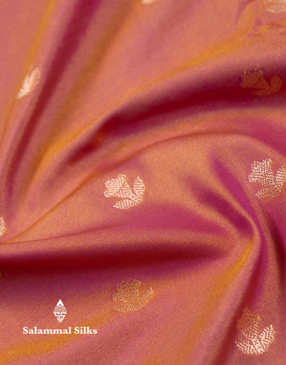 Beautiful Dual Tone Pink Shade Semi Silk Saree With Contrast Magenta Traditional Border