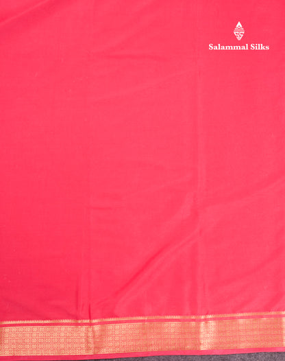 Pink Plain Semi Mysore Crepe Saree With Traditional Border
