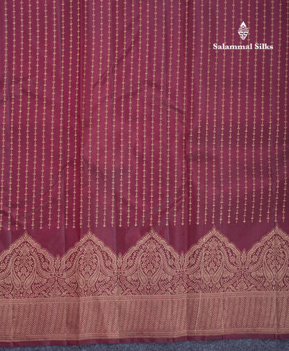 Beautiful Dark Magenta Pure Kanjivaram Silk Saree With Traditional Turning Border