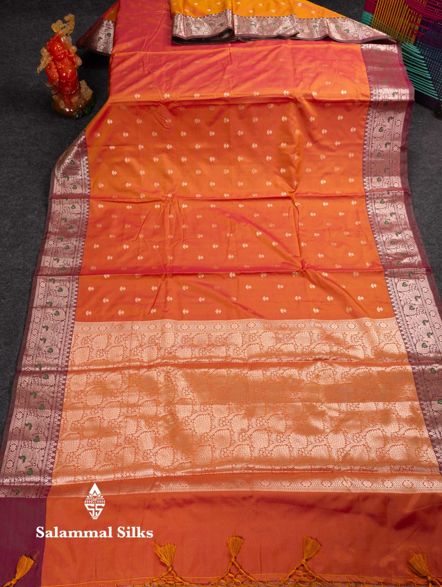 Beautiful Dual Tone Pink Shade Semi Silk Saree With Contrast Magenta Traditional Border