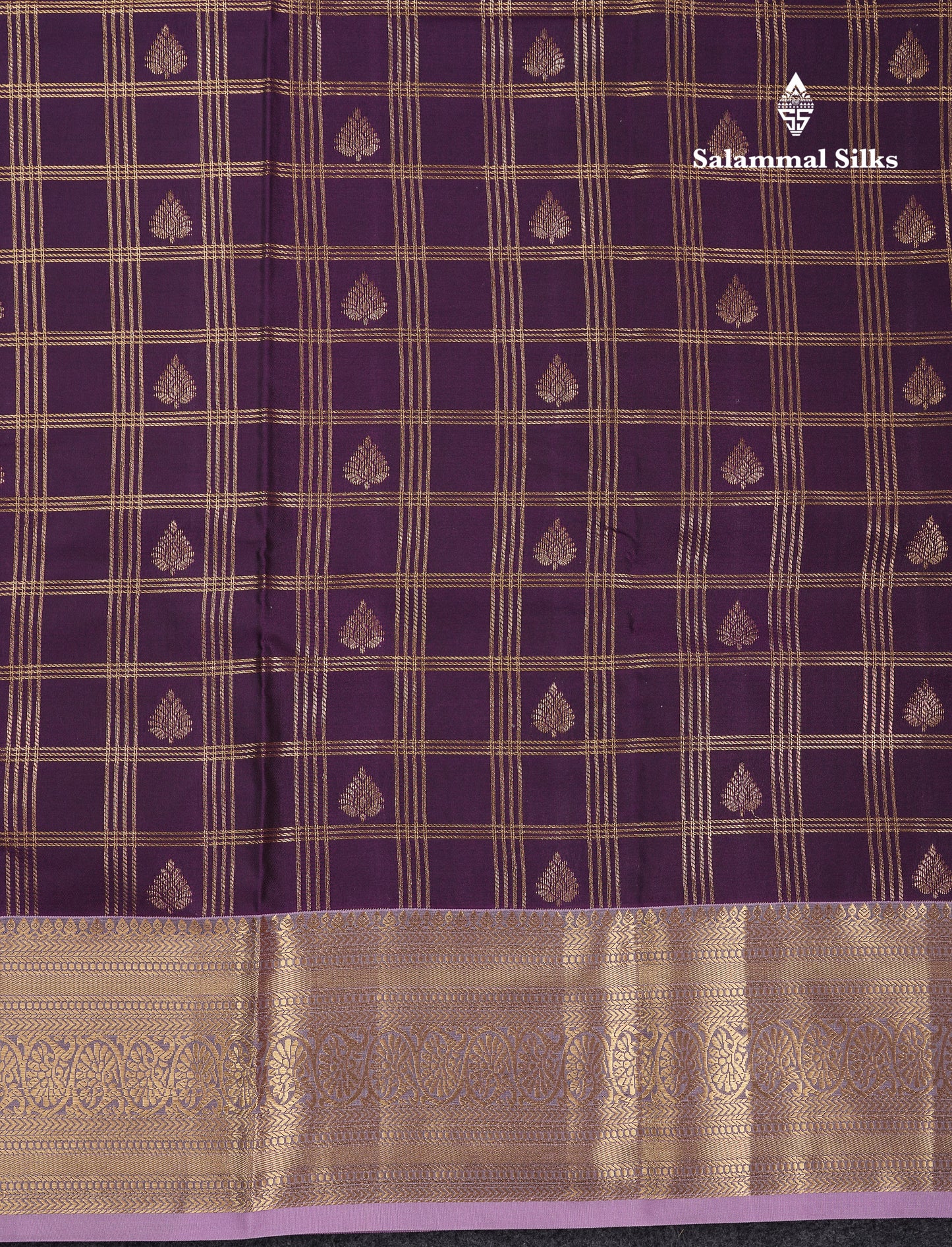 Beautiful Dark Magenta Checks With Butta Semi Silk Saree With Contrast Light Violet Traditional Evening Morning Border