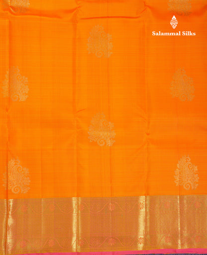 Beautiful Mango Yellow Pure Kanjivaram Silk Saree With Traditional Evening Morning Border