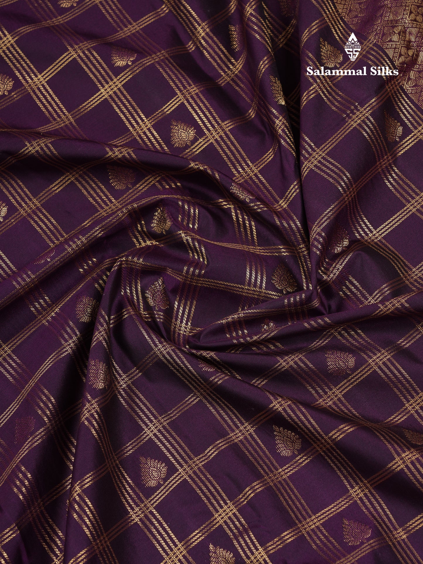 Beautiful Dark Magenta Checks With Butta Semi Silk Saree With Contrast Light Violet Traditional Evening Morning Border