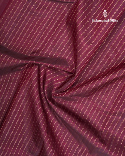 Beautiful Dark Magenta Pure Kanjivaram Silk Saree With Traditional Turning Border
