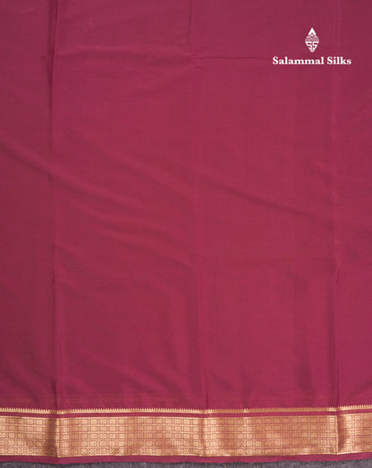 Pink Plain Semi Mysore Crepe Saree With Traditional Border