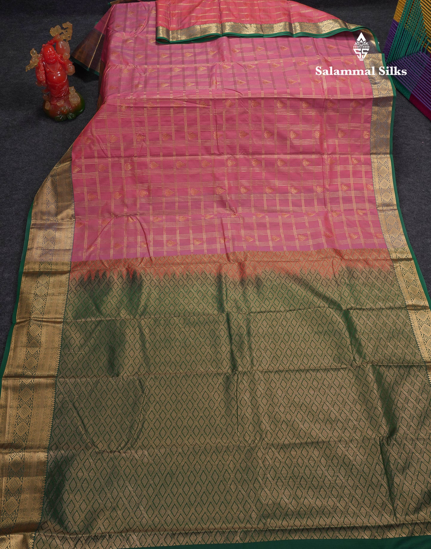 Beautiful Dark Magenta Checks With Butta Semi Silk Saree With Contrast Light Violet Traditional Evening Morning Border