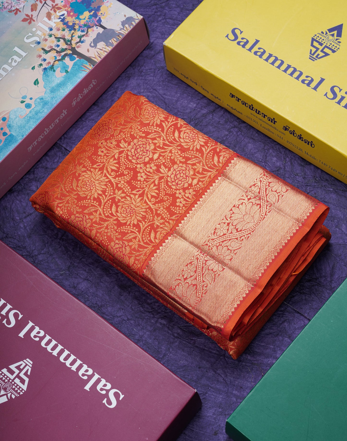 Pinkish Orange Beautiful Bridal 2G Zari Pure Kanjivaram Silk Saree With Self Border