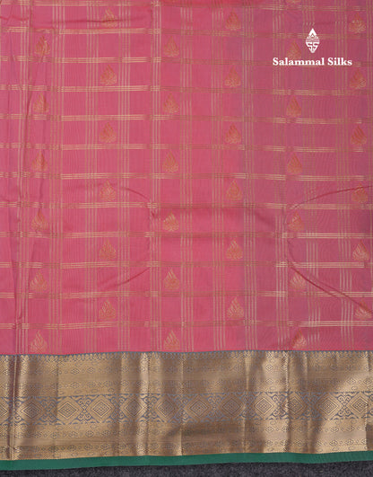 Beautiful Dark Magenta Checks With Butta Semi Silk Saree With Contrast Light Violet Traditional Evening Morning Border