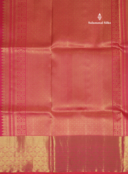 Kanjivaram Pure Silk Saree Reddish Pink With Evening Morning Fancy Border