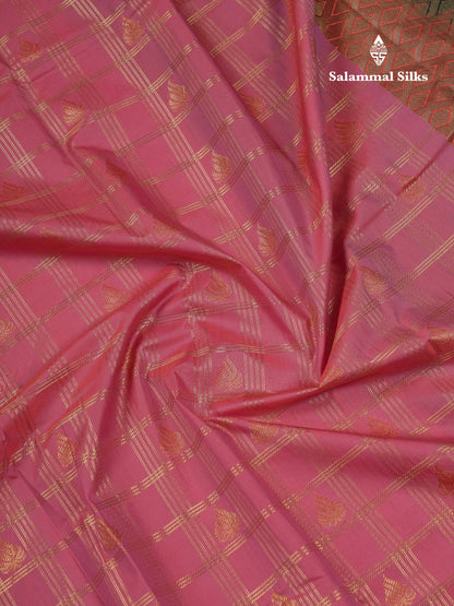 Beautiful Dark Magenta Checks With Butta Semi Silk Saree With Contrast Light Violet Traditional Evening Morning Border