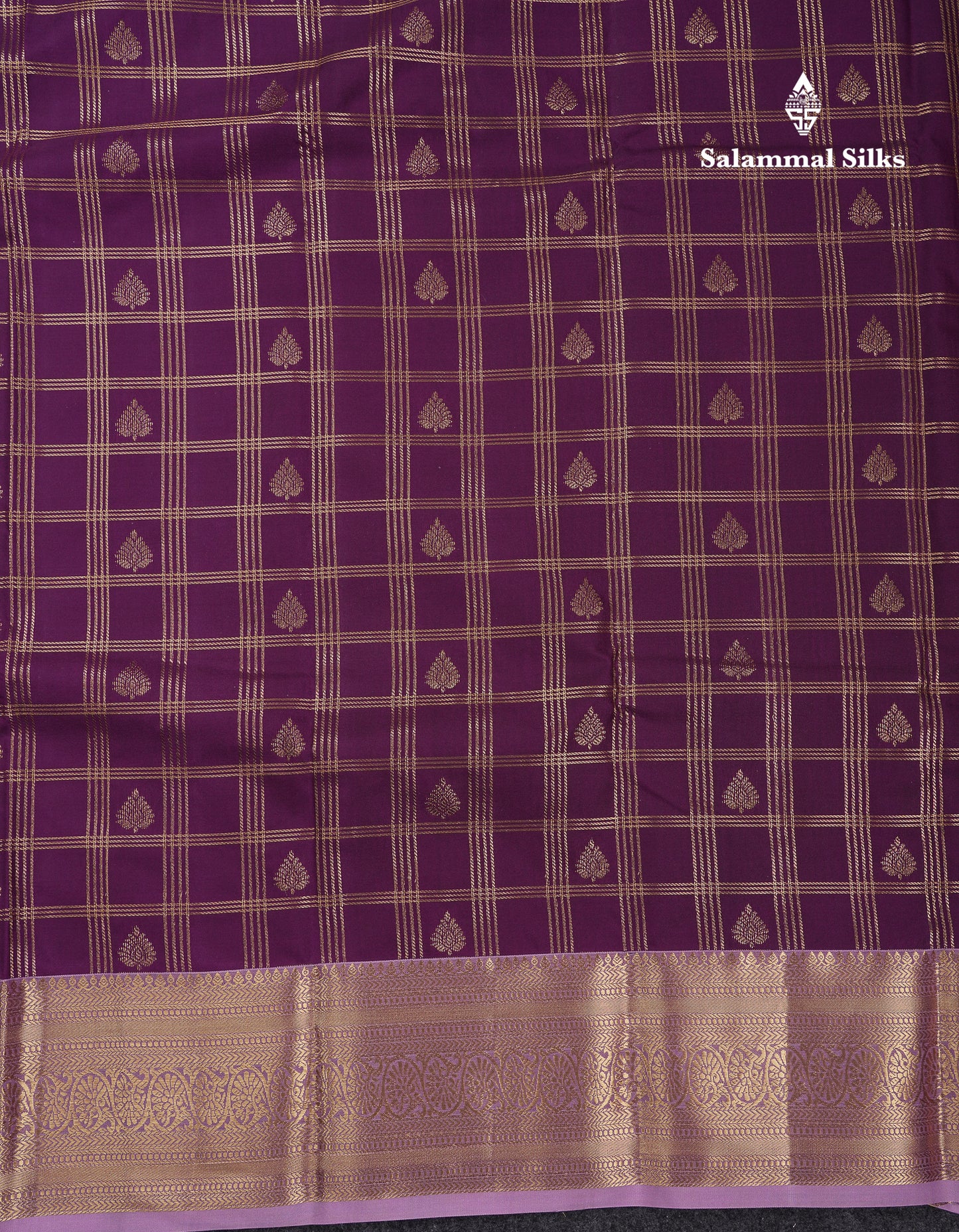 Beautiful Dark Magenta Checks With Butta Semi Silk Saree With Contrast Light Violet Traditional Evening Morning Border