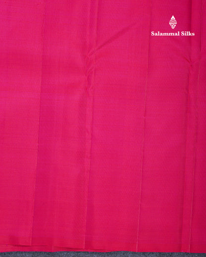 Dual Tone Peacock Blue Fancy Pure Kanjivaram Silk Saree With Contrast Pink Blouse