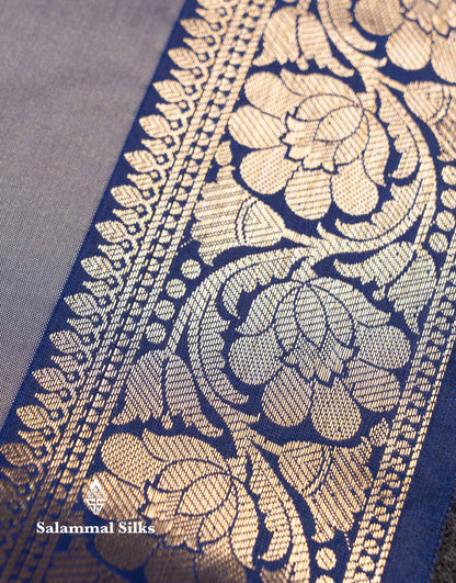 Beautiful Light Chocolate Semi Silk Saree With Contrast Violet Traditional Border