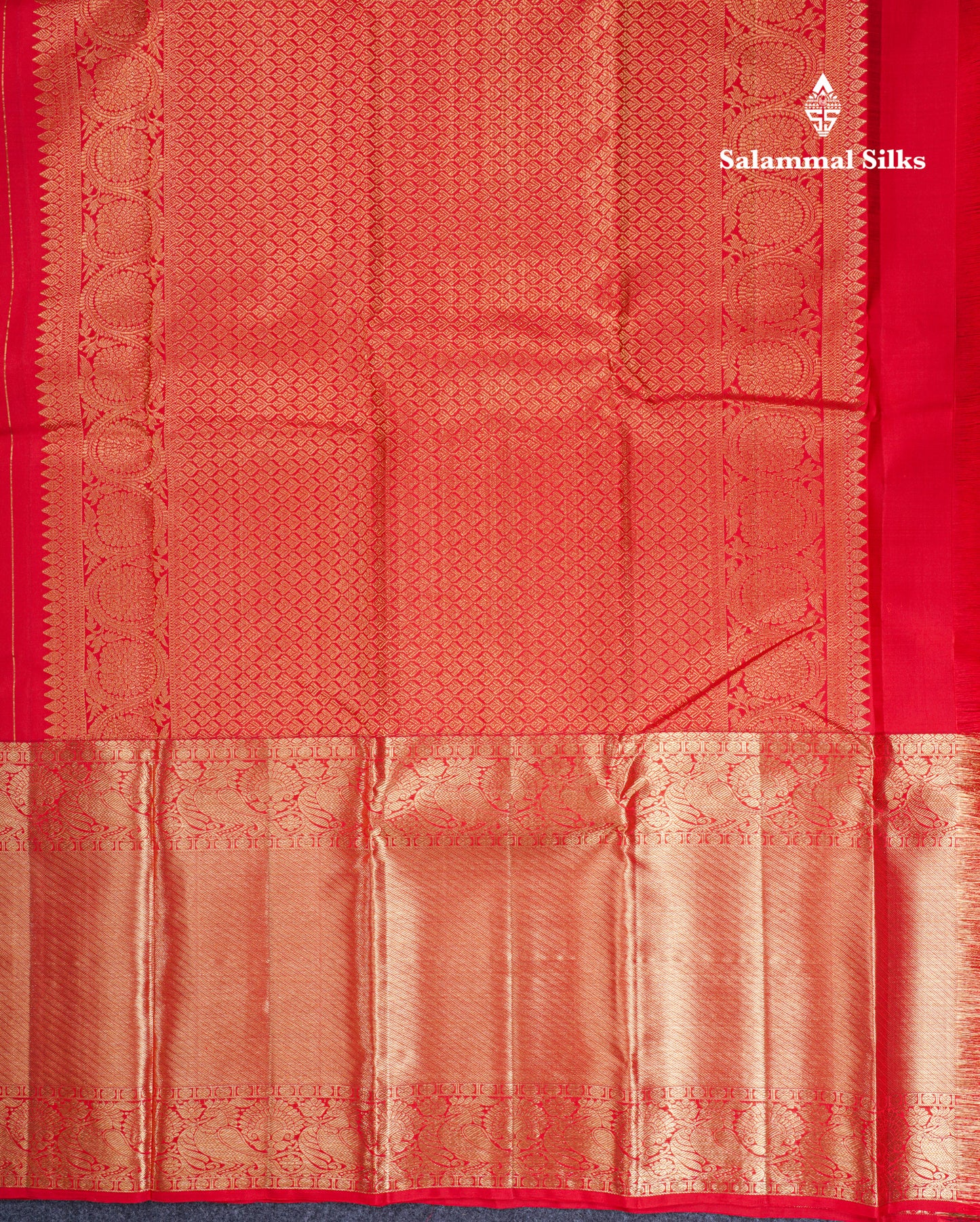 Chilly Red Pure Kanjivaram Silk Saree With Traditional Evening Morning Border