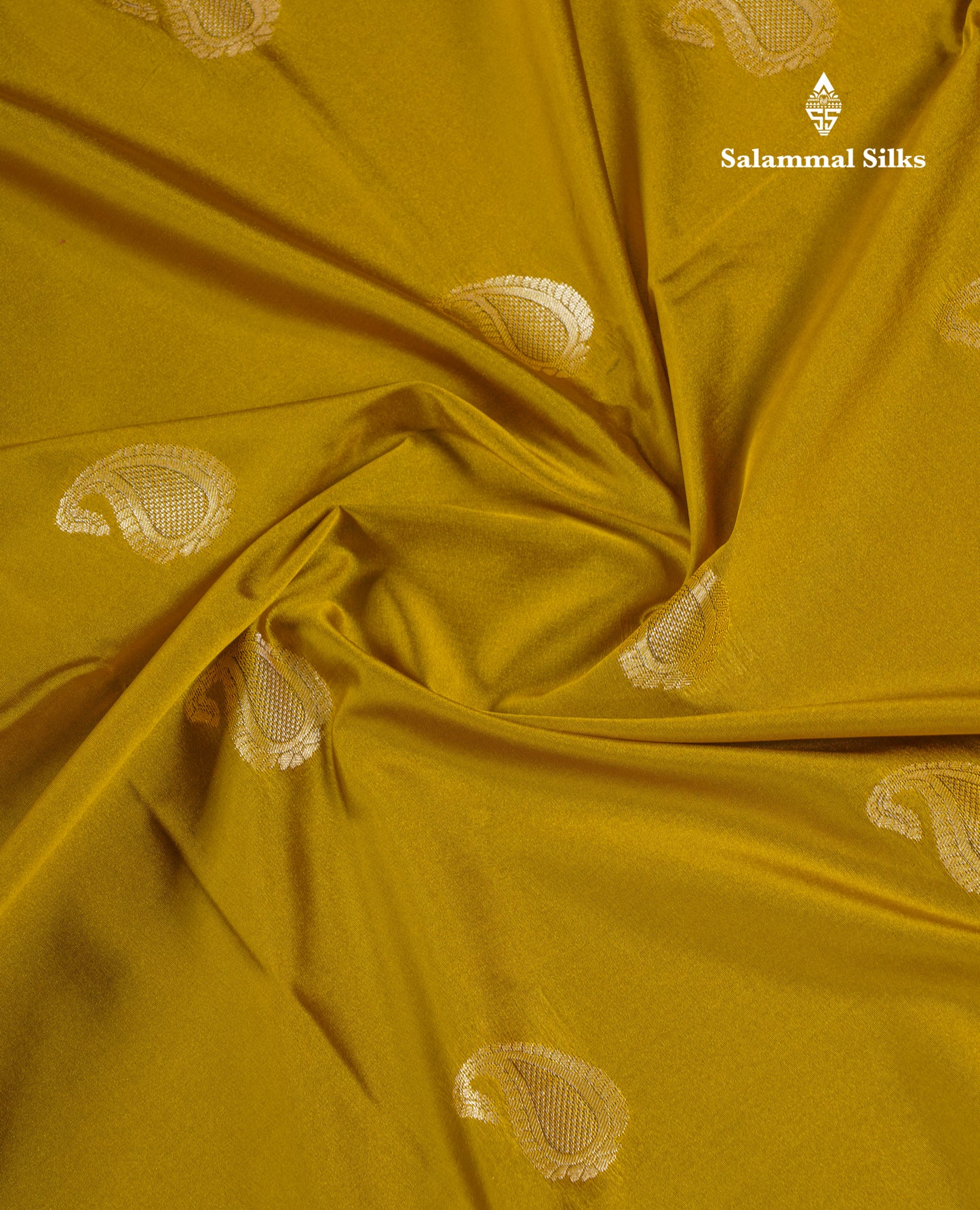 Beautiful Olive Mustard Yellow Semi Silk Saree With Contrast Violet Traditional Border