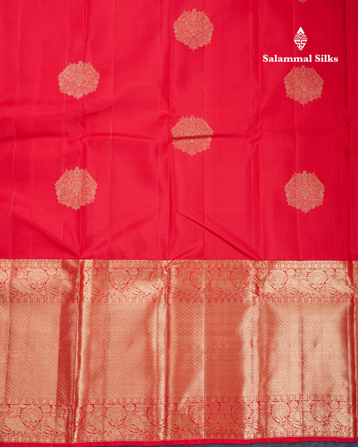 Chilly Red Pure Kanjivaram Silk Saree With Traditional Evening Morning Border