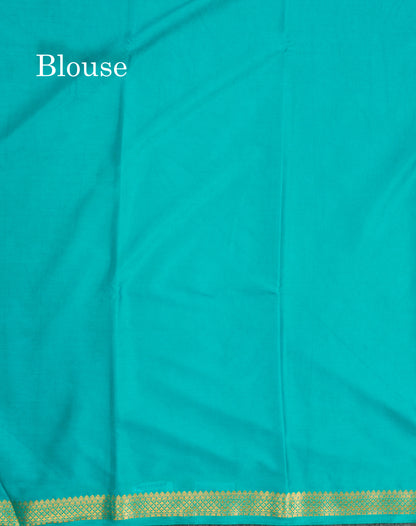 White Plain Semi Mysore Crepe Saree With Small Traditional Border