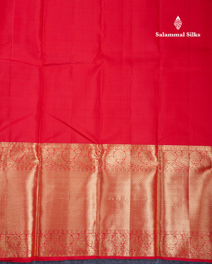 Chilly Red Pure Kanjivaram Silk Saree With Traditional Evening Morning Border